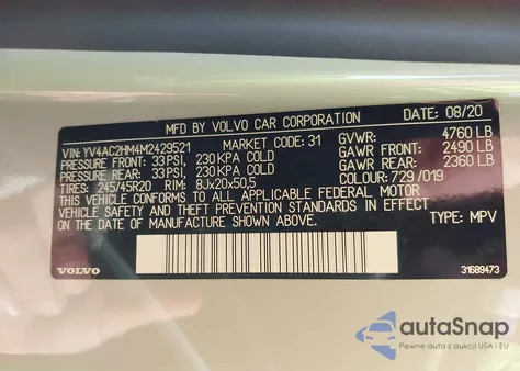 2021 Volvo Xc40 T4 R-Design from USA, damaged, VIN YV4AC2HM4M2429521